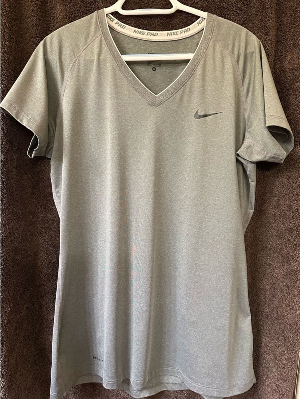 Nike Gray V-Neck Dri-FIT Athletic Tee